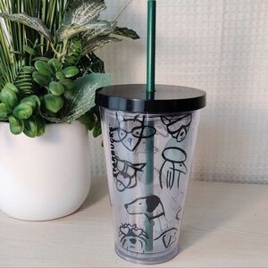 Starbucks 2014 Limited Edition Doodle Dogs Tennis Ball 16 oz. Arcrylic Tumbler